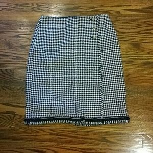 Talbot's Houndstooth Black White Skirt 8
